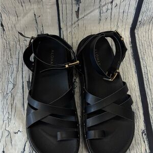 ALOHAS Black Strappy Platform Sandals